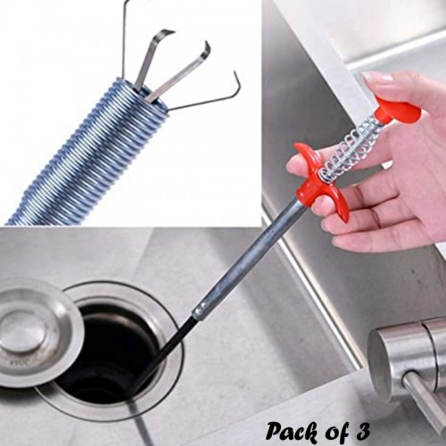 Pack of 3 Pcs Flexible Hand-Pinch Sewer Picker With Pressable Garbage Clip For Efficient Dredging